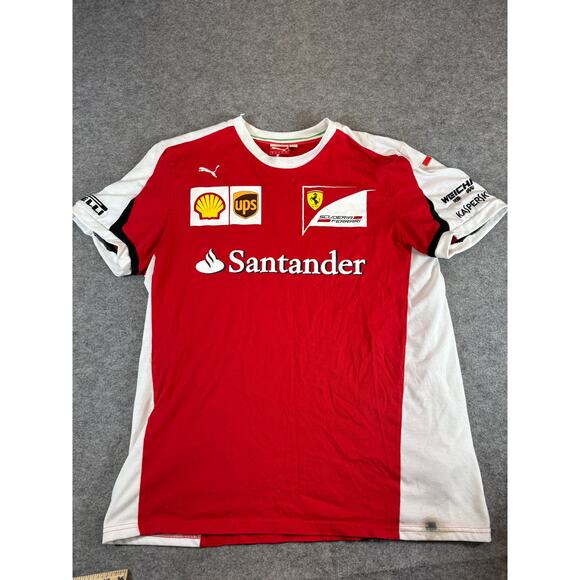 Puma Official Scuderia Ferrari F1 T Shirt Mens XL Red White Santander Weichai - Picture 1 of 10